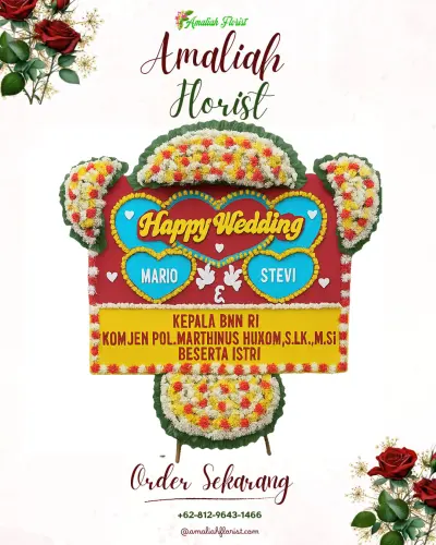 Karangan Papan Bunga Pernikahan di Kesimpar
